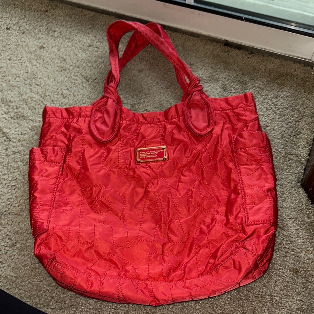 Vibrant Red Quilted Tote with Spacious Design